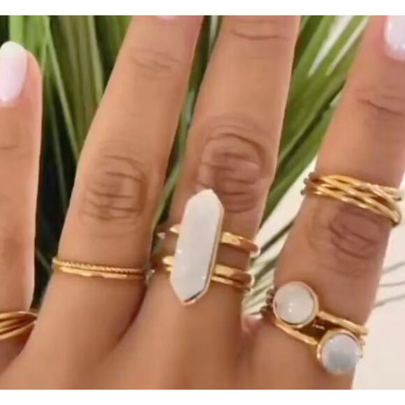 Retail $50 Kinsley Armelle Bangle Collection Parvus Quartz Ring*White Quartz - Picture 2 of 2